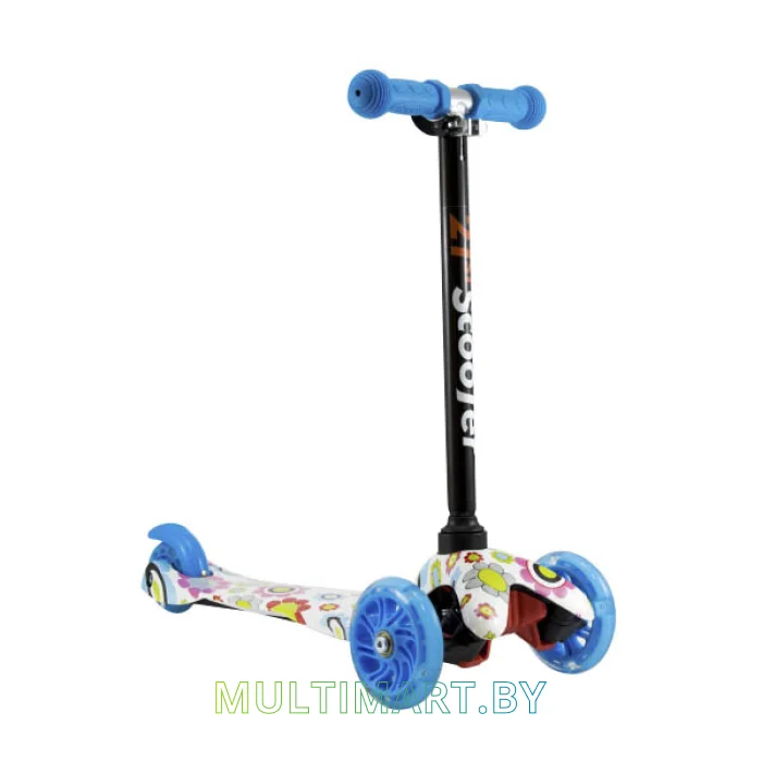 Самокат 21st Scooter Mini BL 038Z голубой, прозрачные колёса